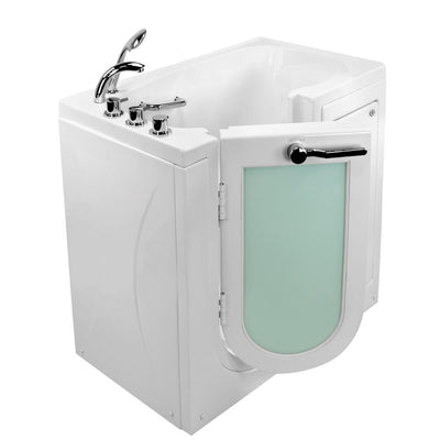 Mobile 45 in. Walk-In Soaking Bathtub in White with Left Outward Swing Door, Heated Seat, Faucet, LHS 2 in. Dual Drain - Super Arbor