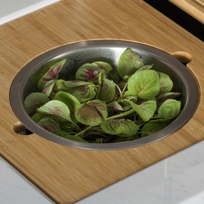 16.75 in. Workstation Serving Board Set with Stainless Steel Mixing Bowl for Kitchen Sink - Super Arbor