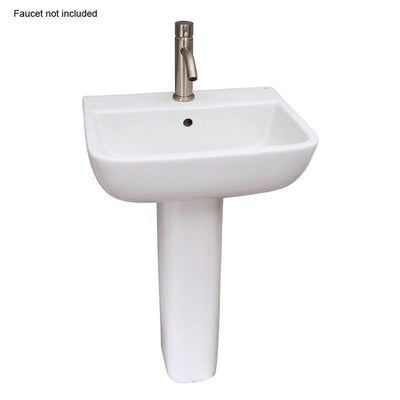 Barclay Products Series 600 20 in. Pedestal Combo Bathroom Sink with 1 Faucet Hole in White - Super Arbor