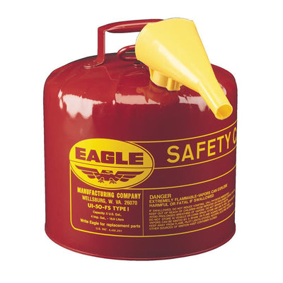 Red Galvanized Steel Type I Gasoline Safety Can with Funnel - 5 Gal Capacity - Super Arbor