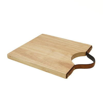10 in. L x 12 in. W Acacia Cutting Board with Leather Handle - Super Arbor