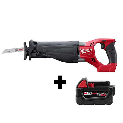 M18 FUEL 18-Volt Lithium-Ion Brushless Cordless SAWZALL Reciprocating Saw with M18 5.0Ah Battery - Super Arbor