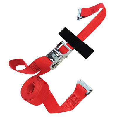 20 ft. x 2 in. Logistic Ratchet E-Strap with Hook and Loop Storage Fastener in Red - Super Arbor