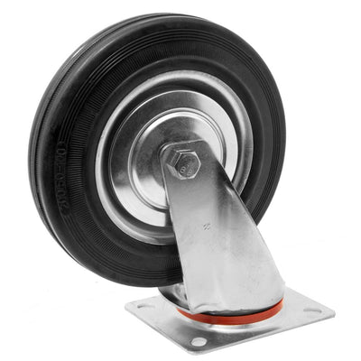 8 in. 440 lbs. Capacity Rubber Roller-Bearing Swivel Plate Caster - Super Arbor