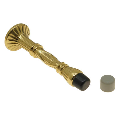 4 in. Solid Brass Ribbon and Reed Arrow Base Door Stop in Polished Brass No Lacquer - Super Arbor
