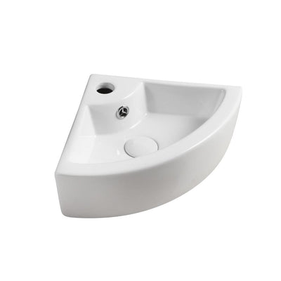 Elanti Wall-Mounted Corner Bathroom Sink in White - Super Arbor