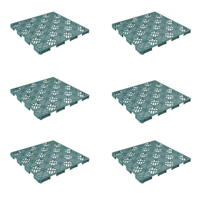 Pure Garden 11.5 in. x 11.5 in. Green Outdoor Interlocking Diamond Pattern Polypropylene Patio and Deck Tiles (Set of 30)