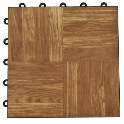 Greatmats Click Tile 12-1/8 in. x 12-1/8 in. Dark Oak Interlocking Basement Plastic and Vinyl Floor Tile (24-Pack) (24.5 sq. ft.)