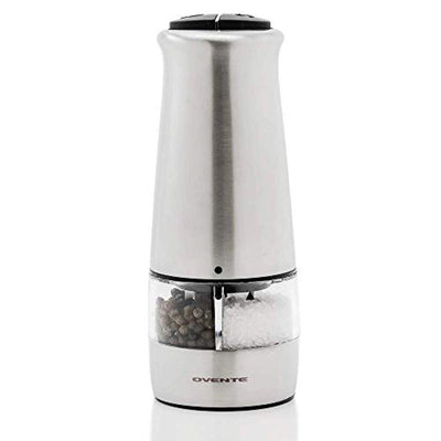 Stainless Steel Silver 2-in-1 Automatic Electric Salt and Pepper Grinder, Battery Operated, 6 AAA - Super Arbor