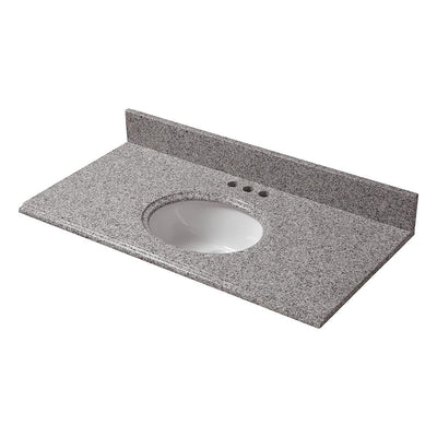 37 in. x 19 in. Granite Vanity Top in Napoli with White Bowl and 4 in. Faucet Spread - Super Arbor