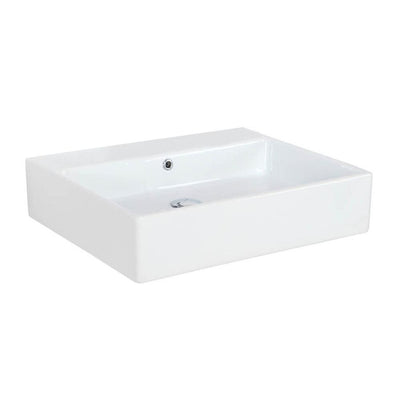WS Bath Collections Simple 60.50A Wall Mount / Vessel Bathroom Sink in Ceramic White without Faucet Hole - Super Arbor