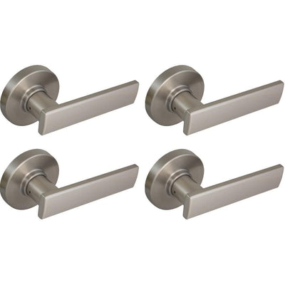Westwood Satin Nickel Hall and Closet Door Lever with Round Rose (4-Pack) - Super Arbor