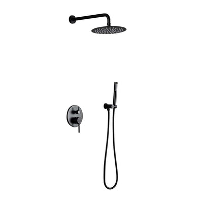 1-Spray Patterns 1.8 GPM 10 in. Dual Shower Head and Handheld Shower Head with Body Spray in Matte Black - Super Arbor