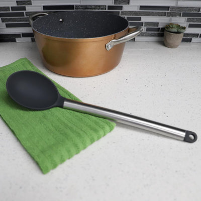 Stainless Steel Solid Silicone Black Spoon - Super Arbor