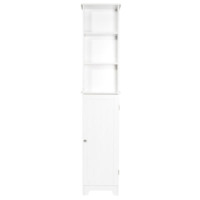 Contemporary Country 13.5 in. W x 8 in. D x 65 in. H Free Standing Floor Shelf with Lower Cabinet in White - Super Arbor