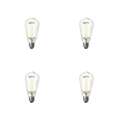 Feit Electric 60-Watt Equivalent ST19 Dimmable LED Clear Glass Vintage Edison Light Bulb With Straight Filament Bright White (4-Pack) - Super Arbor