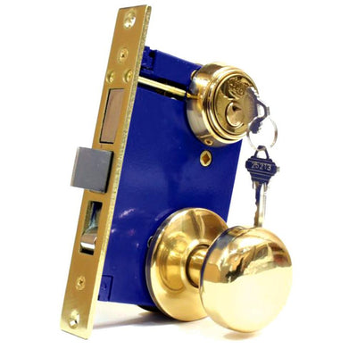 Brass Iron Gate Mortise Entry Gate Left Hand Lock Set with 2-1/2 in. Backset and 2 SC1 Keys - Super Arbor