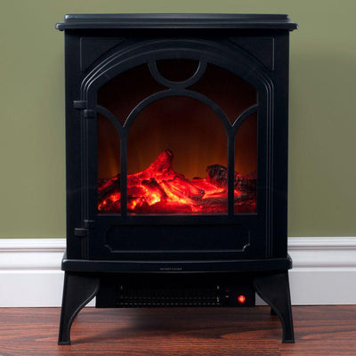 21.5 in. Freestanding Classic Electric Log Fireplace in Black - Super Arbor