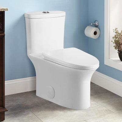 Dual Flush Ceramic 1-Piece 1.28/1.6 GPF Elongated Toilet with Seat and 12-In Rough-In - Super Arbor