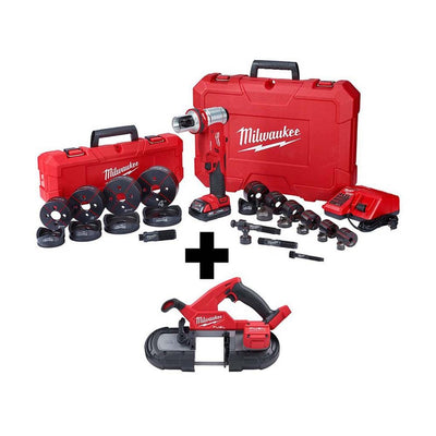 M18 18-Volt Lithium-Ion 1/2 in. to 4 in. Force Logic 6 Ton Cordless Knockout Tool Kit with FUEL Bandsaw - Super Arbor