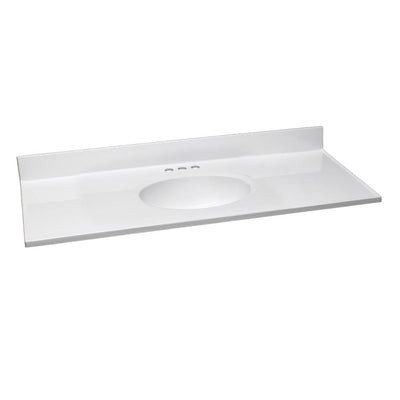 49 in. W x 19 in. D Cultured Marble Vanity Top in Solid White with Solid White Basin with 4 in. Faucet Spread - Super Arbor