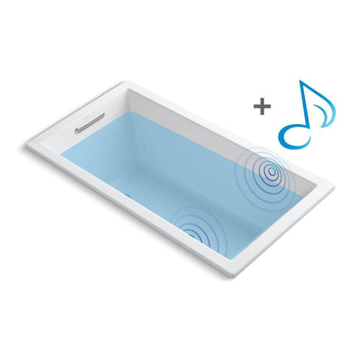Underscore 5 ft. Acrylic Rectangular Drop-in Non-Whirlpool Bathtub in White with Wireless Music Kit - Super Arbor