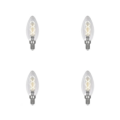 Feit Electric 40-Watt Equivalent B10 Dimmable Candelabra Clear Glass Vintage LED Light Bulb with Spiral Filament Warm White (4-Pack) - Super Arbor