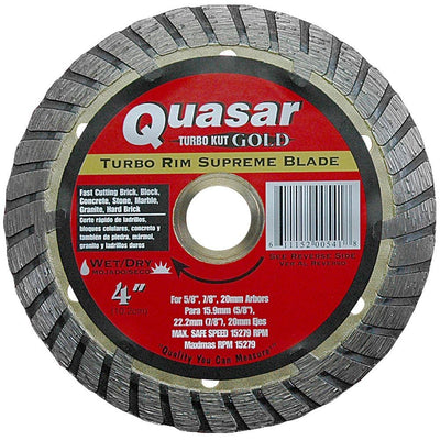 Quasar Turbo Kut Gold 4 in. Turbo Rim Supreme Diamond Blade - Super Arbor