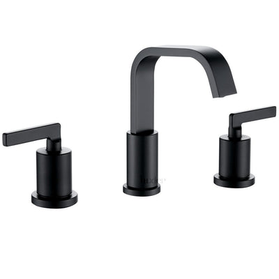 Contemporary 8 in. Widespread 2-Handle Bathroom Faucet with Pop-Up Drain in Matte Black - Super Arbor