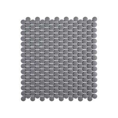 Jeffrey Court Thunderhead Gray 12.25 in. x 11.375 in. x 6 mm Penny Round Matte Porcelain Wall and Floor Mosaic Tile