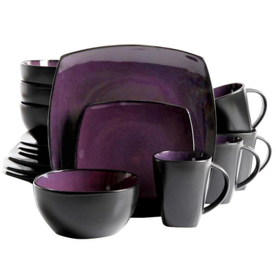 Soho Lounge 16-Piece Casual Purple Stoneware Dinnerware Set (Service for 4) - Super Arbor
