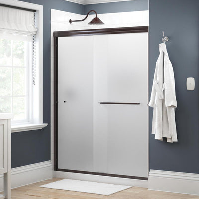 Simplicity 60 in. x 70 in. Semi-Frameless Traditional Sliding Shower Door in Bronze with Niebla Glass - Super Arbor