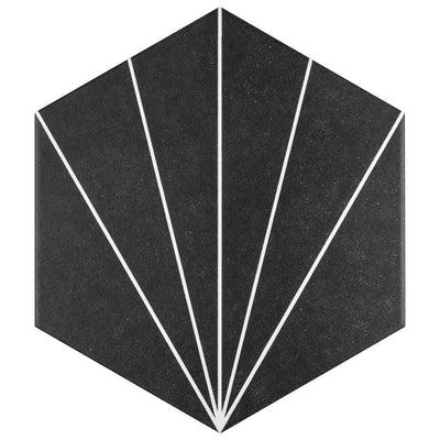 Merola Tile Aster Hex Nero Encaustic 8-5/8 in. x 9-7/8 in. Porcelain Floor and Wall Tile (11.56 sq. ft. / case) - Super Arbor