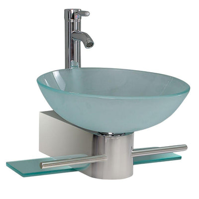 Fresca Cristallino Vessel Sink in Frosted Glass with Stand in Chrome - Super Arbor