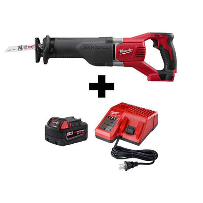 M18 18-Volt Lithium-Ion Cordless Sawzall Reciprocating Saw with M18 Starter Kit (1) 5.0Ah Battery and Charger - Super Arbor