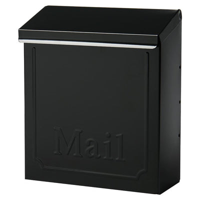 Townhouse Small, Vertical, Locking, Steel, Wall Mount Mailbox, Black - Super Arbor