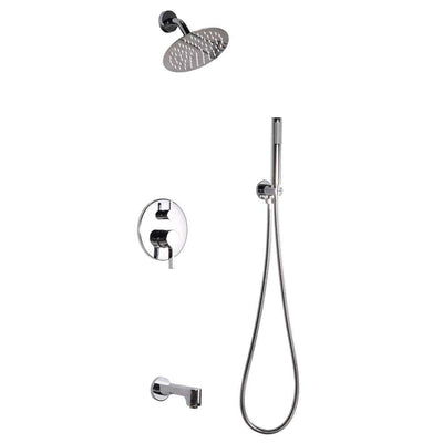 Rain 2-Handle Tub and Shower Faucet System with 3-Setting with 304T Stainless Steel in Chrome (Valve Included) - Super Arbor