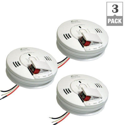 FireX Hardwire Smoke and Carbon Monoxide Combination Detector with 9-Volt Battery Backup and Voice Alarm (3-Pack) - Super Arbor