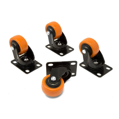 2 in. 155 lbs. Capacity Polyurethane Double-Bearing Swivel Plate Caster (4-Pack) - Super Arbor