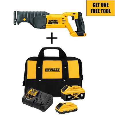20-Volt MAX XR Starter Kit (1) 6.0Ah Battery & (1) 4.0Ah Battery with FREE 20-Volt Cordless Reciprocating Saw - Super Arbor
