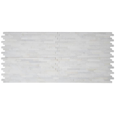 Greecian White Veneer 8 in. x 18 in. x 10 mm Textured Marble Mesh-Mounted Mosaic Tile (10 sq. ft. / case) - Super Arbor