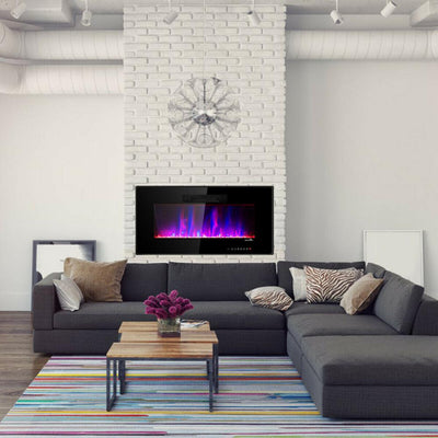6 in. W Recessed Electric Fireplace In-Wall or Wall Mounted Electric Heater in Black - Super Arbor