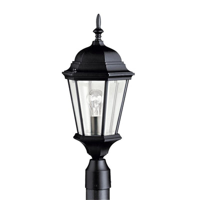 Madison Hardwired 1-Light Black 4x4 Outdoor Deck Post Light with Clear Beveled Glass - Super Arbor
