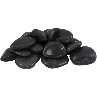 Rain Forest 0.4 cu. ft. 1 in. to 2 in., 30 lbs. Black Super Polished Pebbles - Super Arbor