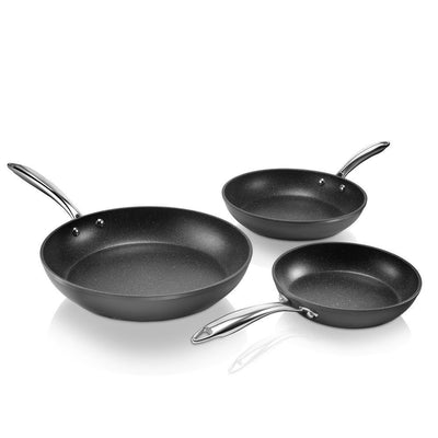 Pro 3-Piece (8 in., 10 in., 12 in.) Aluminum Ultra-Nonstick Hard Anodized Diamond Infused Induction Capable Fry Pan Set - Super Arbor