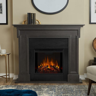 Thayer 54 in. Electric Fireplace in Gray - Super Arbor
