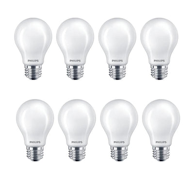 Philips 60-Watt Equivalent A19 Non-Dimmable Energy Saving Frosted Classic Glass LED Light Bulb Soft White (2700K) (8-Pack)