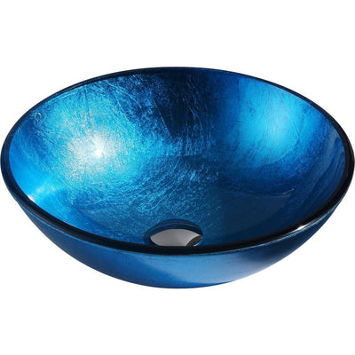 Arc Series Deco-Glass Vessel Sink in Lustrous Light Blue - Super Arbor