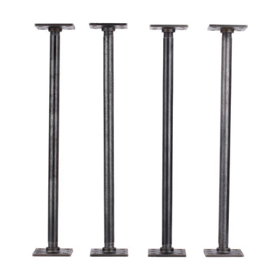1/2 in. x 1.5 ft. L Black Steel Pipe Square Flange Table Leg Kit (Set of 4) - Super Arbor