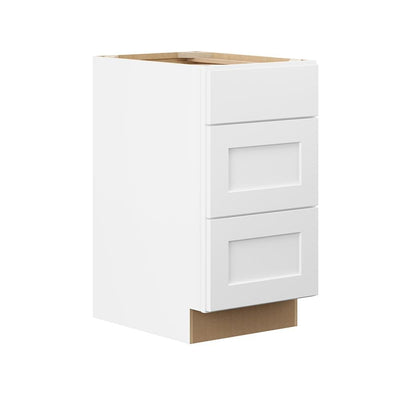 Shaker Ready To Assemble 30 in. W x 34.5 in. H x 24 in. D Plywood Drawer Base Kitchen Cabinet in Denver White